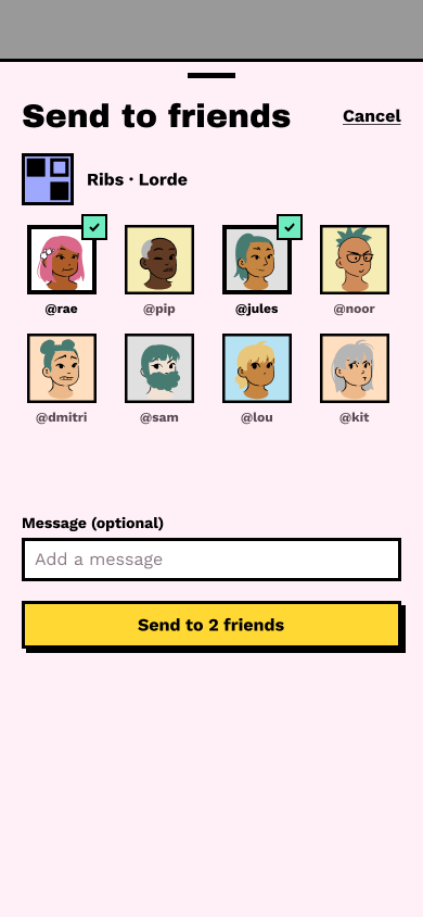 Choose friends to share with